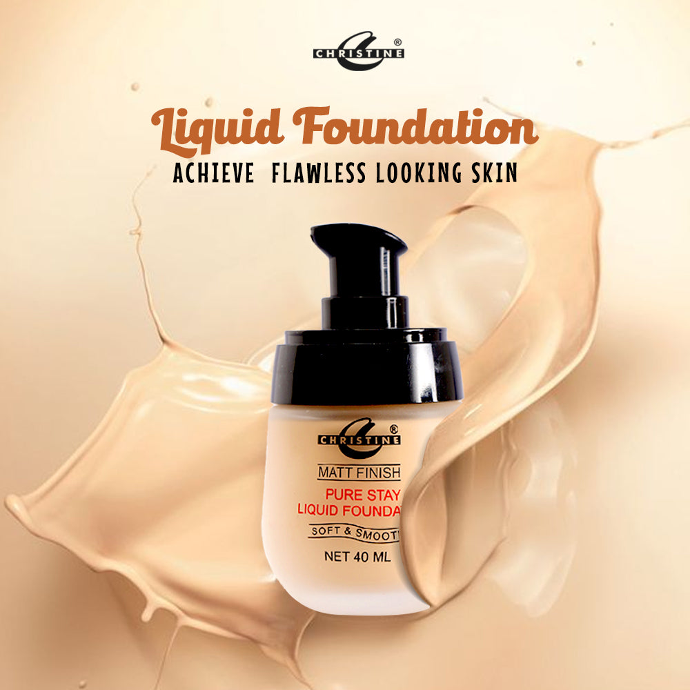 Christine Pure Stay Liquid Foundation – Matte Finish (40ml)